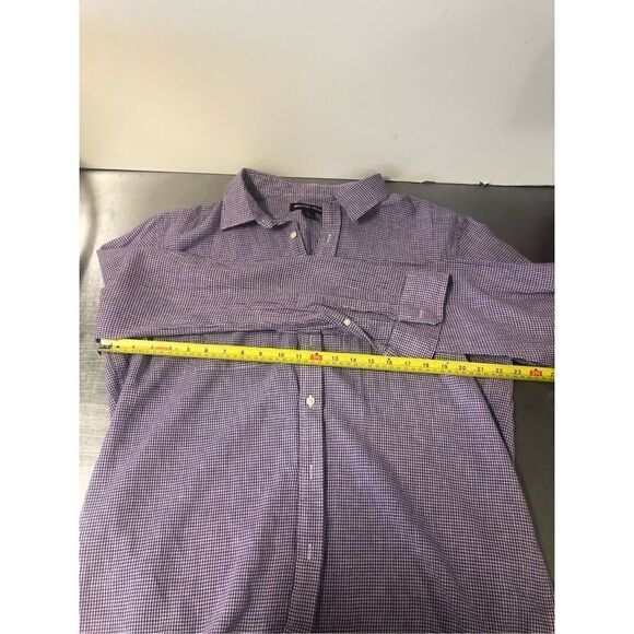 Michael Kors Mens Purple and White Gingham Plaid Long Sleeve Collared Button Up - Picture 6 of 7